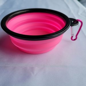 Pink portable water bowl